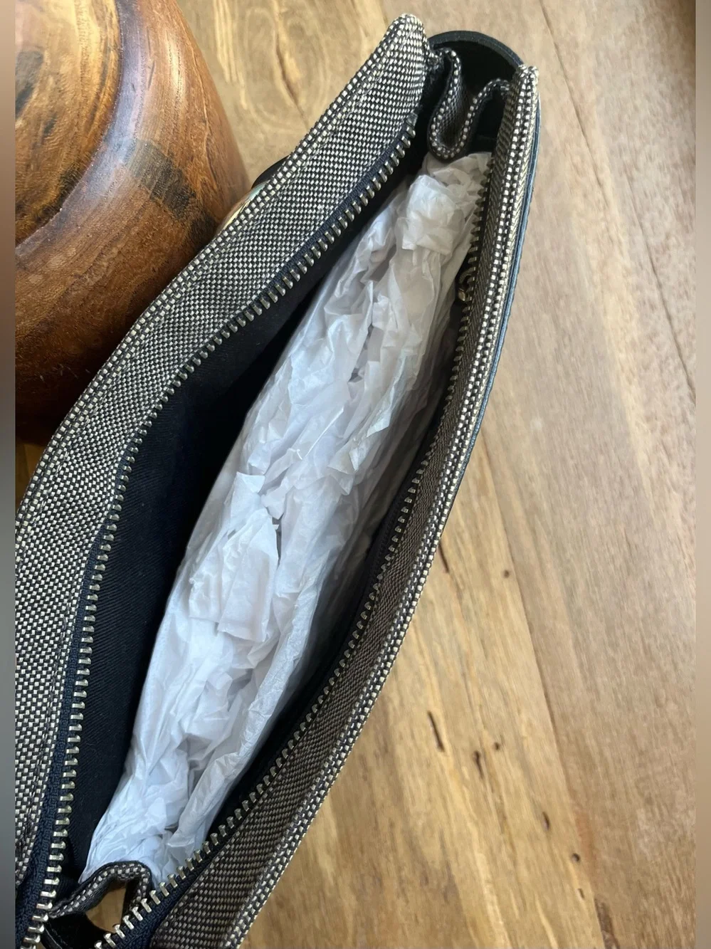 Banana Republic Tweed Leather Clutch Bag Black